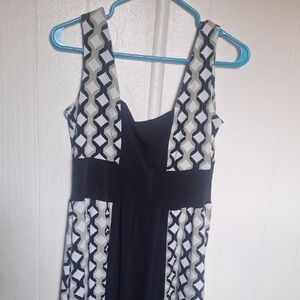 Jonathan Martin Black and White Patterned Midi Dress